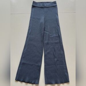 AERIE Gotta Jet Blue Wide Leg Flare Ribbed Knit Pants Size Small